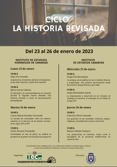 Ciclo «La Historia Revisada». En colaboración con el Instituto de Estudios Canarios de La Laguna (IECan) (23 y 24 de enero, 2023