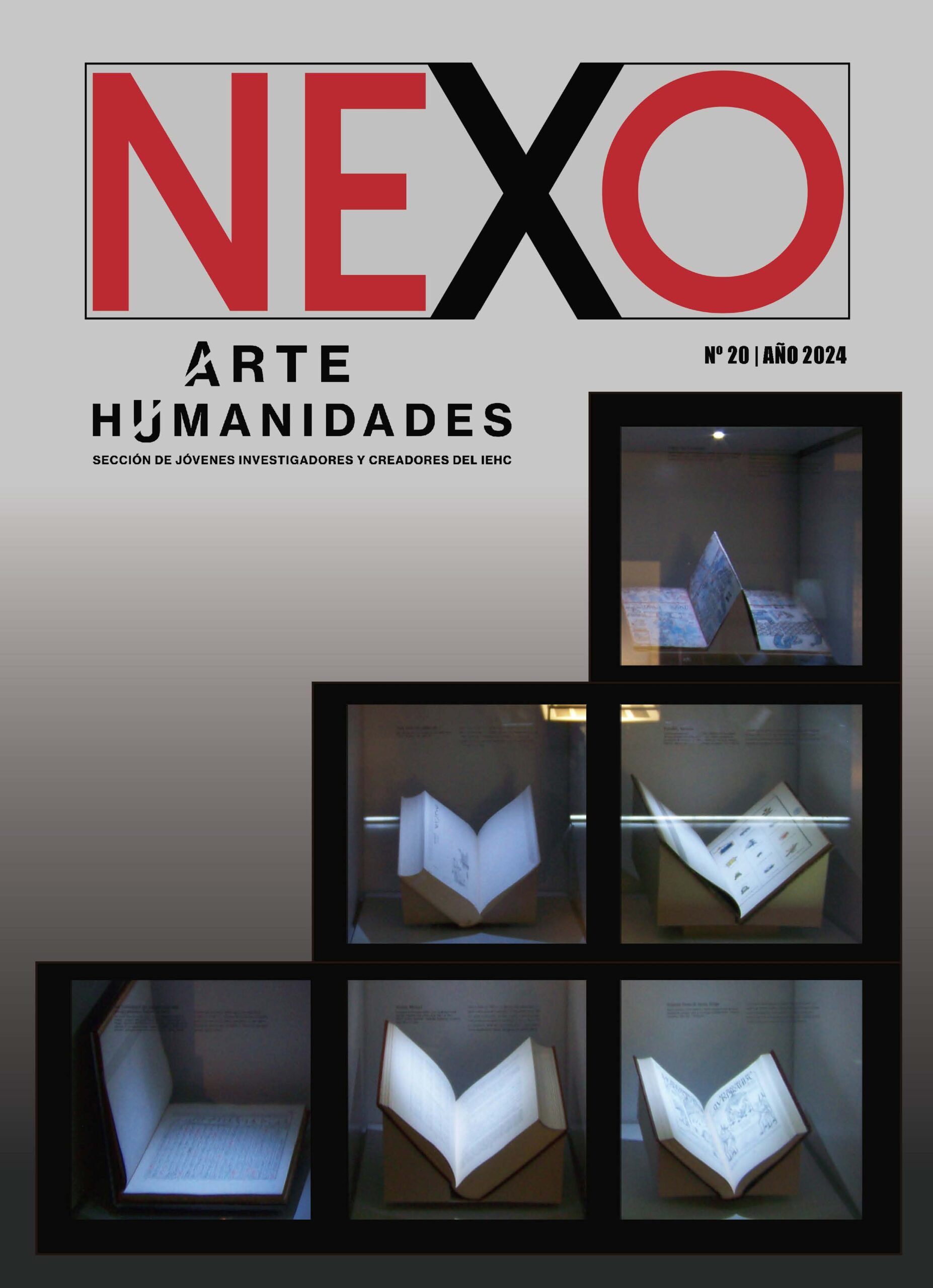 Portada de la revista con el título NEXO, debajo ARTE HUMANIDADES sección de jóvenes investigadores de Instituto de Estudios Hispánicos de Canariasy el número 20 año 2024