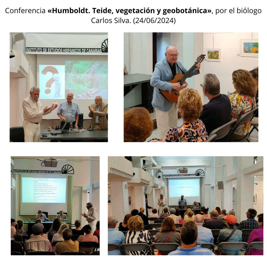 Conferencia «Humboldt. Teide, vegetación y geobotánica», por el biólogo Carlos Silva. Organizada por la Asociación Cultural  Humblodt de Tenerife. Lunes 24 de junio, 2024.