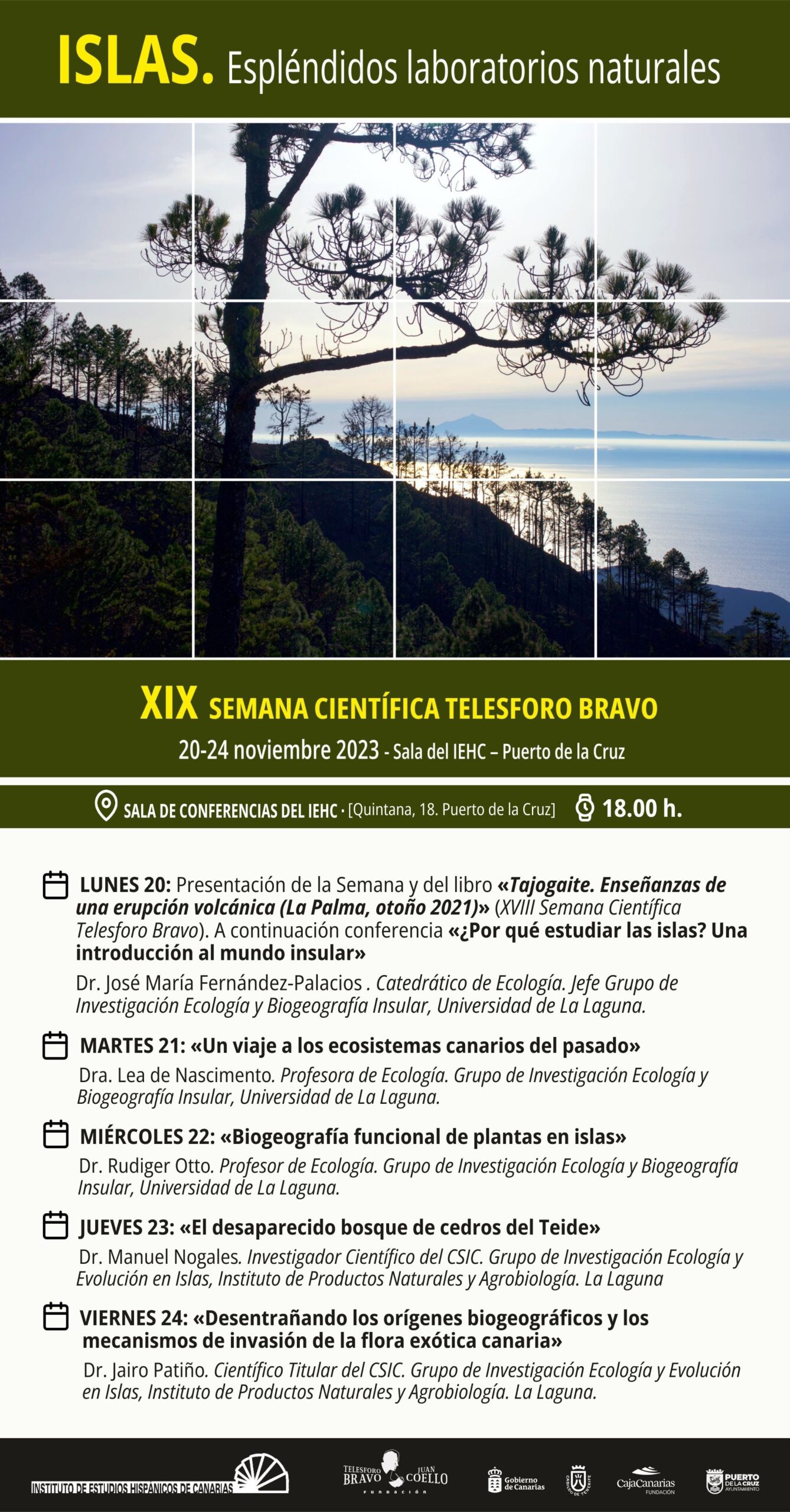 XIX Semana Científica Telesforo Bravo: «Islas. Espléndidos laboratorios naturales» – noviembre 2023