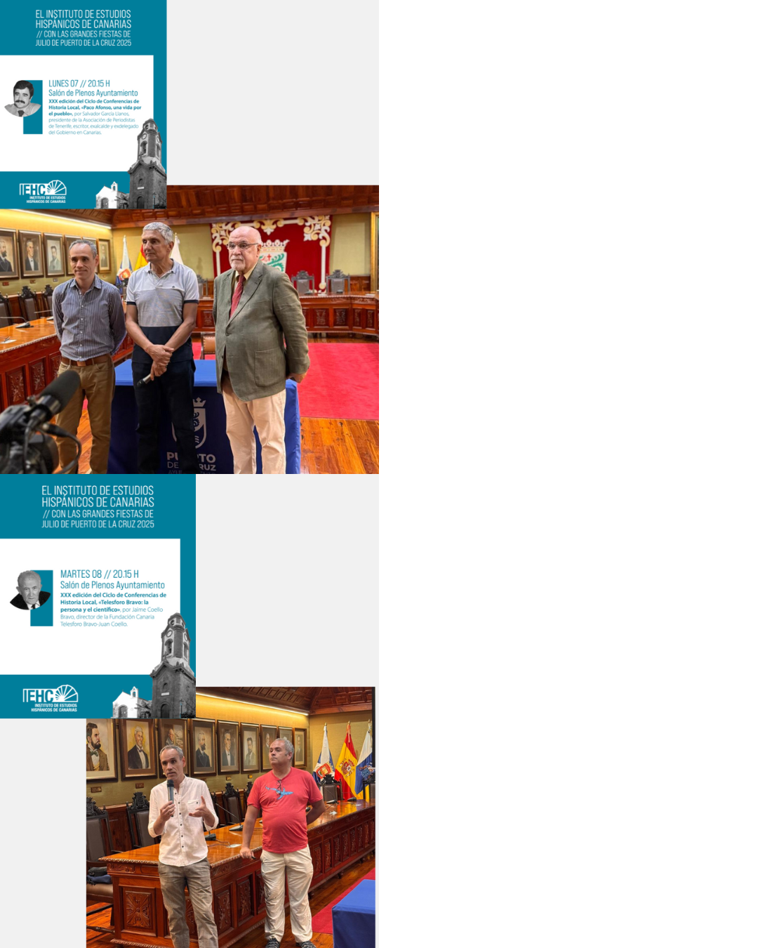 XXX Edición del ciclo de Conferencias sobre Historia Local «El IEHC con las Fiestas de Julio del Puerto de la Cruz» (8 y 10 de julio 2025)
